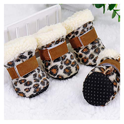 Hundeschuhe,Dog Boots 4 stücke Winter Hund Haustierschuhe Anti-Rutsch Schneestiefel für kleine Hunde Dicke Katze Welpenschuhe Socken Haustierstiefel für Chihuahua (Color : 1, Size : L) von LATEAU