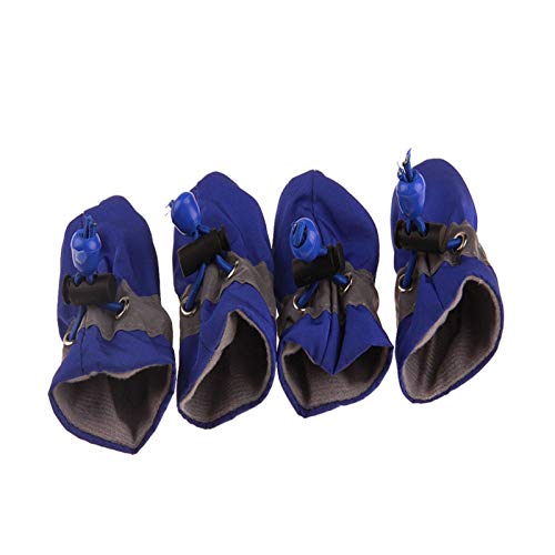 Hundeschuhe,Dog Boots 4 stücke wasserdichte Winter Hund Hund Schuhe rutschfeste Regen Schnee Stiefel dick warm für kleine Katzen Hunde welpen Hund socken Booties Schuhe (Color : Normal Blue, Size : von LATEAU