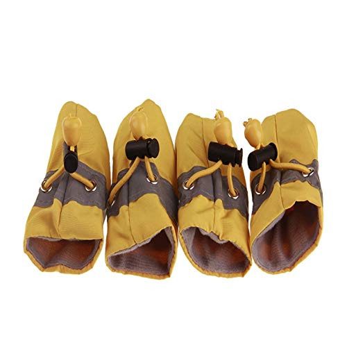 Hundeschuhe,Dog Boots 4 stücke wasserdichte Winter Hund Hund Schuhe rutschfeste Regen Schnee Stiefel dick warm für kleine Katzen Hunde welpen Hund socken Booties Schuhe (Color : Normal Yellow, Size von LATEAU