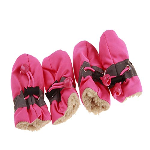 Hundeschuhe,Dog Boots 4 stücke wasserdichte Winter Hund Hund Schuhe rutschfeste Regen Schnee Stiefel dick warm für kleine Katzen Hunde welpen Hund socken Booties Schuhe (Color : Thickened pink, Size von LATEAU