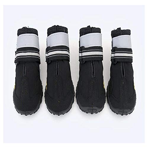 Hundeschuhe,Dog Boots Haustierhundschuhe für den Sport tragbar für Haustiere Sohlen wasserdichte Hundestiefel perfekt für kleine mittelgroße Hunde (Color : Black, Size : 1) von LATEAU