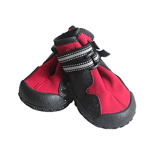 Hundeschuhe,Dog Boots Sport Hundeschuhe für große Hunde Haustier Rain-Regenstiefel rutschfeste Welpe laufende Turnschuhe wasserdichte Stiefel Pet Zubehör (Color : Red, Size : 4) von LATEAU