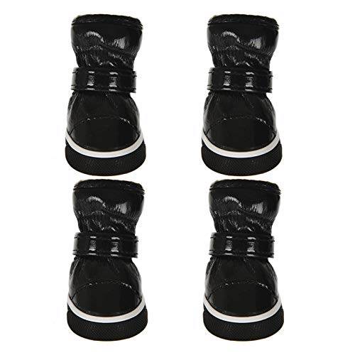 Hundeschuhe,Dog Boots Winter Haustier Hund Schuhe für kleine Hunde Warme Fleecewelpen Pet Schuhe wasserdichte Hund Schneeschuhe Chihuahua Schuhe Haustier Produkte (Color : Black, Size : 1) von LATEAU