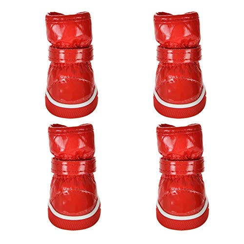 Hundeschuhe,Dog Boots Winter Haustier Hund Schuhe für kleine Hunde Warme Fleecewelpen Pet Schuhe wasserdichte Hund Schneeschuhe Chihuahua Schuhe Haustier Produkte (Color : Red, Size : 1) von LATEAU