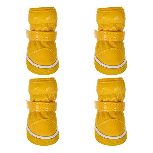 Hundeschuhe,Dog Boots Winter Haustier Hund Schuhe für kleine Hunde Warme Fleecewelpen Pet Schuhe wasserdichte Hund Schneeschuhe Chihuahua Schuhe Haustier Produkte (Color : Yellow, Size : 2) von LATEAU