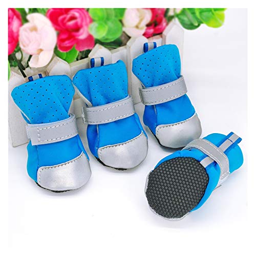 Hundeschuhe,Dog Boots wasserdichte Hundekatze Schuhe Winter Warme Hund Welpen Socken Anti-Rutsch Regen Schnee Pet Boots Paw Protectoren für kleine Hunde (Color : Blue, Size : S) von LATEAU