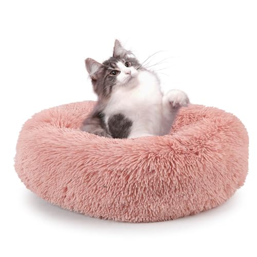 LATRAT 1 Stück Weiches Haustierbett rund, waschbares Hundekörbchen für Hund oder Katze für Katzen und kleine Hunde, 40 cm, Rosa von LATRAT