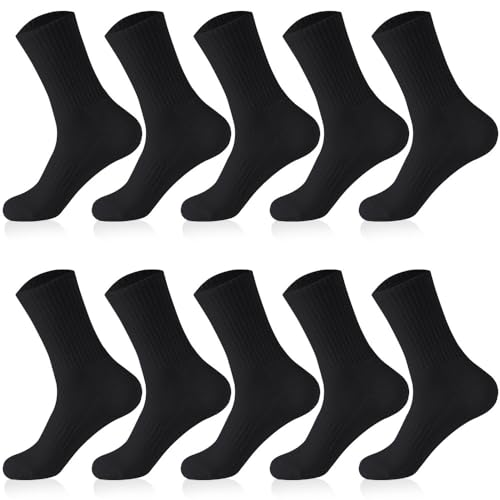 LATRAT 10 Paar Herren Strümpfe Geruchshemmend Sport Herbst Winter Strümpfe einfarbig, Schwarz , 20 von LATRAT