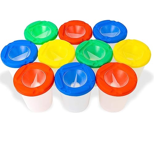 LATRAT 10 StüCke Farbbecher mit Deckel,Tuschbecher für Kinder, Waschbecher Farbbecher Tuschbecher für Kinder Malpinsel Zufällige Farbe von LATRAT