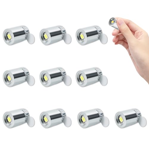 LATRAT 10 Stück Mini weiße LED-Lichter, kleine LED-Leuchten mit Batterien, kleine LED-Leuchten in Miniatur für die Dekoration von Geburtstagsfeiern Bar DIY Puppenhaus, weißes Licht von LATRAT