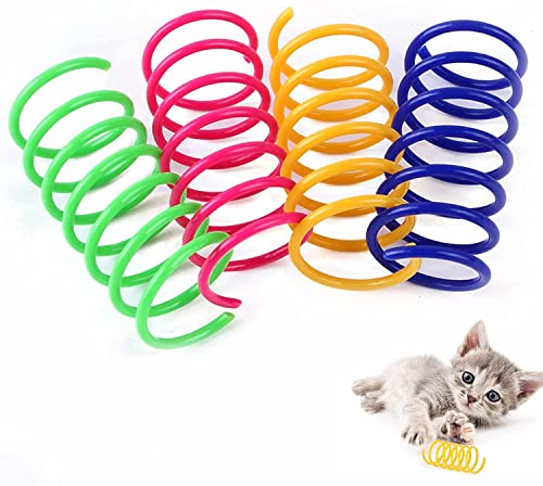 LATRAT 100 Stück Cat Spring Spielzeug Bunte Spirale Katzen Spielzeug Kunststoff Spiralfedern für Katzen, Kätzchen, Haustiere (zufällige Farbe) von LATRAT