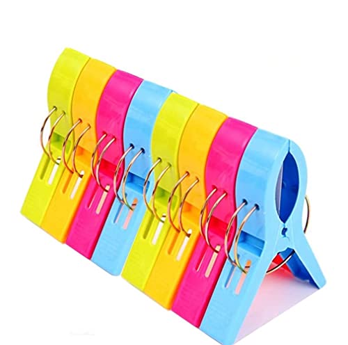LATRAT 12 Stück Handtuchclips Clips Strandtuch Clips Kunststoff 4 Farben Große Clips Trockner Clips für Wäsche, Strandtuch, Badetuch, Teppich etc. von LATRAT