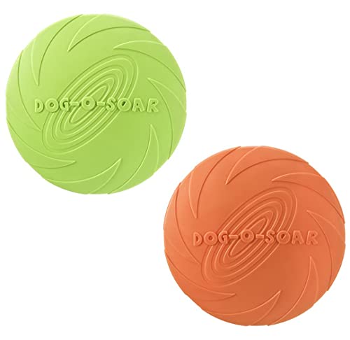 LATRAT 2 Stück Frisbee für Hunde, Frisbee aus Gummi, leicht zu transportieren, für Hunde, Outdoor-Spiele (Grün + Orange) von LATRAT