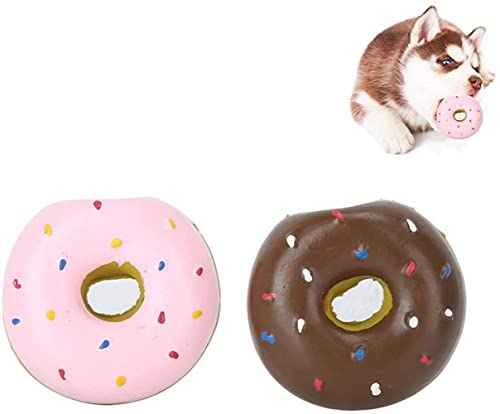 LATRAT 2 Stück Quietschen Latex Hundespielzeug Donut Form, Latex Welpen Zahnen Spielzeug Niedliche Welpenspielzeug für Kleine Mittelgroße Hunde LATRAT 2 Stück Quietschen Latex Hundespielzeug Donut Form, Latex Welpen Zahnen Spielzeug Niedliche Welpenspielzeug für Kleine Mittelgroße Hunde von LATRAT