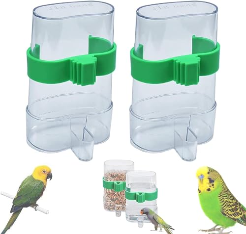 LATRAT 2 Stück Vogeltränke Für Käfig Wasserspender Vogelkäfig Tränke Futterstation,Wasserspender Clip Futternapf Trinkflaschen für Vögel Wellensittiche, Nymphensittiche Papageien von LATRAT