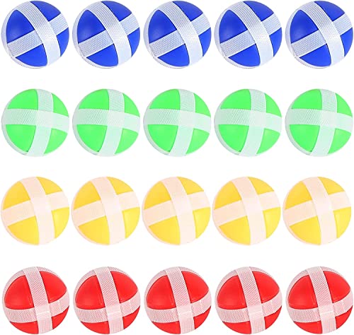 LATRAT 20 Stück Kinder Klettballspiel Fangballspiel Ballspiel Set Ersatzbälle Paddle Ball Spiel Klett Wurfspiel für Drinnen Draußen,4-Farben von LATRAT