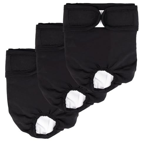 LATRAT 3-teilige Schwarze Hundewindeln, Wiederverwendbare Läufigkeitshose für Rüden und Hündinnen, XL von LATRAT