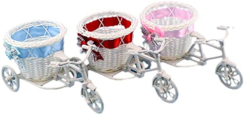 LATRAT 3 x Fahrrad-Blumenkörbe, Dreirad, Rattan, Blumenkorb für Mädchen, Empfangsdekoration, Blumenkorb Blumenfahrrad Blumentopf Deko Fahrrad Pflanzenkorb von LATRAT