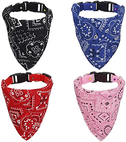 LATRAT 4 Stück Hundeschal Bandana für Hund Kopftücher Hundehalstuch, Hunde Bandana Kopftücher, Einstellbare Hund Halstuch für Kleine Mittel Große Hunde und Katzen von LATRAT