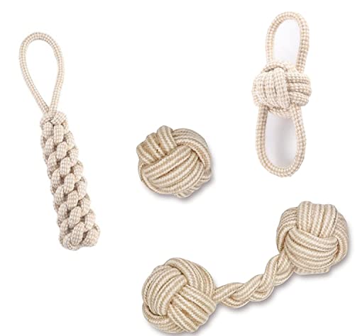 LATRAT 4 Stück Hundespielzeug Seil mit Knoten Ball, Das Original aus natürlicher Baumwolle für kleine und große Hunde, Knotenspielzeug, Kauspielzeug LATRAT 4 Stück Hundespielzeug Seil mit Knoten Ball, Das Original aus natürlicher Baumwolle für kleine und große Hunde, Knotenspielzeug, Kauspielzeug von LATRAT