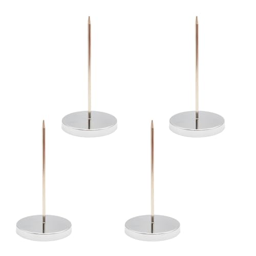 LATRAT 4 Stück Notizpikes aus Metall, Spitzenhalter aus Papier mit rundem Boden, Spike-Empfänger, Memo-Halter für Rechnungen, Tür, für Restaurant, Küche, Büro, Hotel, Silber von LATRAT