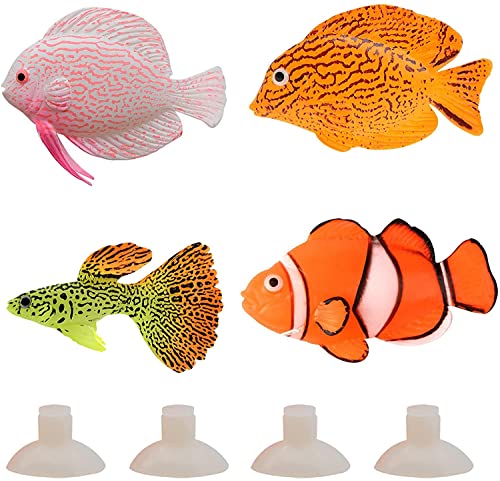 LATRAT 4 Stücke Aquarien Silikon Fische, Dekoration für Aquarien, bunt, Dekoration, Landschafts-Ornamente, schwimmend von LATRAT
