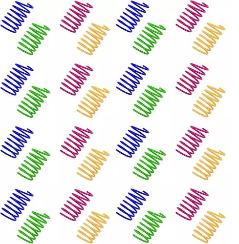 LATRAT 40 Stück Cat Spring Spielzeug Bunte Spirale Katzen Spielzeug Kunststoff Spiralfedern für Katzen, Kätzchen, Haustiere (zufällige Farbe) von LATRAT