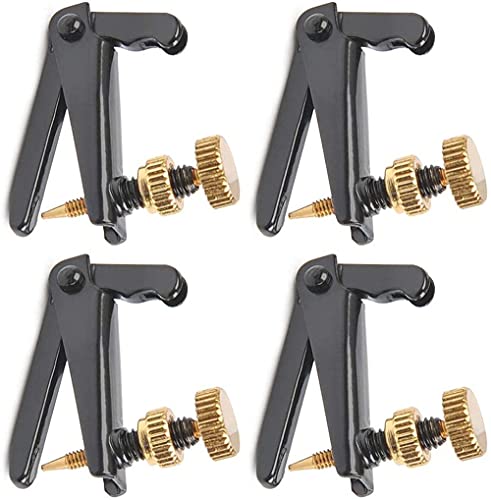 LATRAT 4er Pack Violine Fine Tuners für 4/4-3/4 Violine, Metall, Vernickelt, Rostschutz, Schwarz, Gold von LATRAT