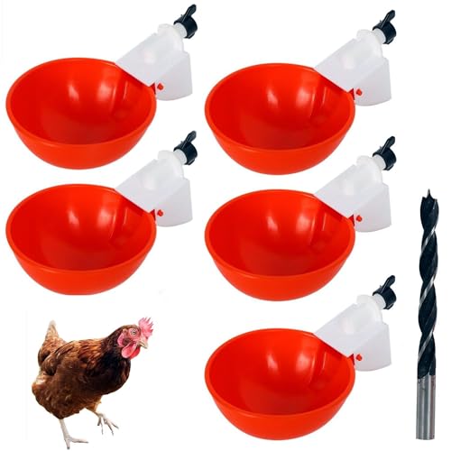 LATRAT 5-teiliges automatisches Tränkenset für Hühner, Enten, Gänse, Truthähne, Wachteln und Kaninchen (rot) von LATRAT