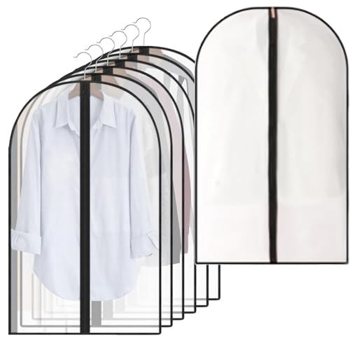 LATRAT 6 Stück Kleiderhüllen, Aufbewahrung Schutzhülle, transparent, mit Reißverschluss, für Anzüge, Mäntel, Kleiderbezüge, 60 x 100 cm (schwarz) von LATRAT