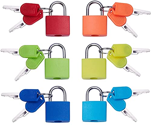 LATRAT 6 Stück Mini-Vorhängeschlösser, Mehrfarbig, Vorhängeschloss, Koffer, mit 2 Schlüsseln für Gepäck, Koffer, kleines Vorhängeschloss, für Reisen, Koffer, Schule, Laptoptasche (zufällige Farbe) LATRAT 6 Stück Mini-Vorhängeschlösser, Mehrfarbig, Vorhängeschloss, Koffer, mit 2 Schlüsseln für Gepäck, Koffer, kleines Vorhängeschloss, für Reisen, Koffer, Schule, Laptoptasche (zufällige Farbe) von LATRAT