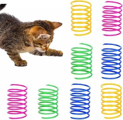 LATRAT 72 Stück Cat Spring Spielzeug Bunte Spirale Katzen Spielzeug Kunststoff Spiralfedern für Katzen, Kätzchen, Haustiere (zufällige Farbe) von LATRAT