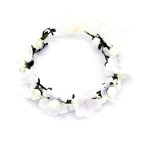 LATRAT Blumenkranz, Girlande, Simulations-Haarband, Krone, Mädchen, Haarband für Hut, Ornament, Party, Festival, Strand, Arbeit, Hochzeit, Zubehör weiß von LATRAT