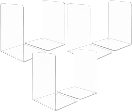 LATRAT Buchstützen aus transparentem Acryl, Buchstützen in L, robust und langlebig, Universal-Buchstöpsel für Büro, Regal, Büro, 6 Stück von LATRAT