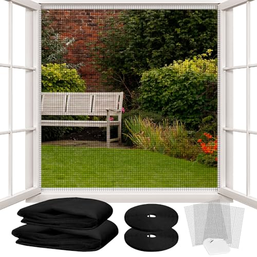 LATRAT Fliegengitter für Fenster, zuschneidbar, für Balkontür, Garten, Schutz für Katzenfenster, verstellbar, feines Netz, Insektenschutz, mit Klebebändern, ohne Bohren (Schwarz, 150 x 180 cm, 2 LATRAT Fliegengitter für Fenster, zuschneidbar, für Balkontür, Garten, Schutz für Katzenfenster, verstellbar, feines Netz, Insektenschutz, mit Klebebändern, ohne Bohren (Schwarz, 150 x 180 cm, 2 von LATRAT