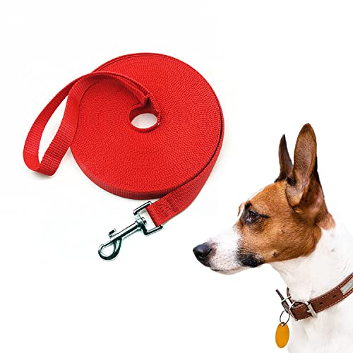 LATRAT Führleine für Hunde, 1,2 ~ 30 m, Trainingsleine für Hunde, lange Leine, für kleine bis große Hunde (rot, 10 m x 1,5 cm) von LATRAT