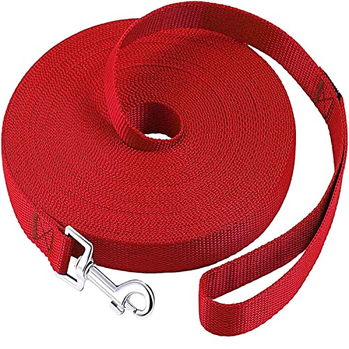 LATRAT Führleine für Hunde, 1,2 ~ 30 m, Trainingsleine für Hunde, lange Leine, für kleine bis große Hunde (rot, 15 m x 1,5 cm von LATRAT