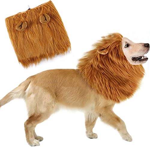 LATRAT Hundelöwenmähne, Perücke mit Ohren, verstellbar, für Hundelöwenverkleidung, Cosplay Kostüm Ohren für Hund Katze Halloween Party Weihnachten Verkleidung Braun LATRAT Hundelöwenmähne, Perücke mit Ohren, verstellbar, für Hundelöwenverkleidung, Cosplay Kostüm Ohren für Hund Katze Halloween Party Weihnachten Verkleidung Braun von LATRAT