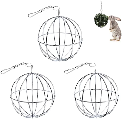 LATRAT Kaninchenspielzeug Edelstahl Feeder Spielzeug, Edelstahl Pet Spielzeug für Meerschweinchen, Hamster, Ratten, Kaninchen Nager Fuer (3 Stück, 8 cm) von LATRAT
