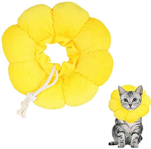 LATRAT Katze Wiederherstellung Halsband, Haustier Schutzkragen Rutschfester Weich Einstellbarer schützender für Katze Hund Kleine Haustiere, Sonnenblume, M (M) von LATRAT