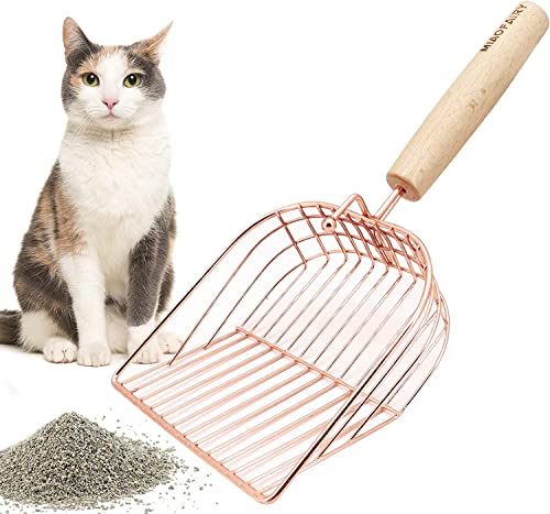 LATRAT Katzenstreuschaufel Metall, Katzenstreu Schaufel, Schnell Siebende Tiefe Schaufel, Katzenstreu Scooper, Langlebige Schaufel katzenklo Metall für Haustiere Katzen Reinigung, Roségold von LATRAT