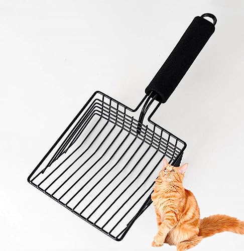 LATRAT Katzenstreuschaufel aus Metall, für schnelles Sieben, mit komfortablem Griff, Katzenstreu-Sand-Schaufel Sieb-Schaufel für Besitzer mehrerer Katzen von LATRAT