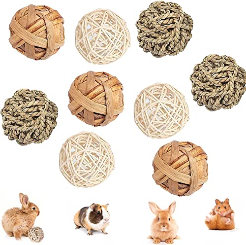 LATRAT KleintiereKauspielzeug,Weidenball Spielzeug für Kleintiere,Molar Spielzeug,Natürliche Geflochten Spielzeug für Kleintiere,Heu Ball für Kaninchen Chinchilla Hamster（9 Stück） von LATRAT