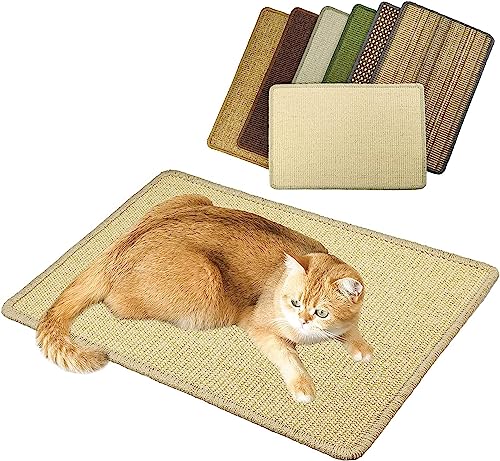 LATRAT Kratzmatte Katze, Kratzteppich Sisal, Kratzkissen Boden rutschfest, Schützt Teppiche und Sofas, Katzenboden Möbel Türmatte Sofa Anti-Kratz, Sisal Kratzmatte Kratz, Zufällige Farbe (60 x 40cm) von LATRAT