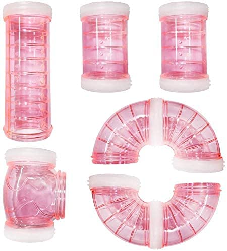 LATRAT Röhren Für Den Tunnel Hamster, DIY Hamster Cage Tube Hamster Spielzeug Hamster Cage Tubes Tunnel für Kleine Tierkäfig Externe Zubehör （Rosa） von LATRAT