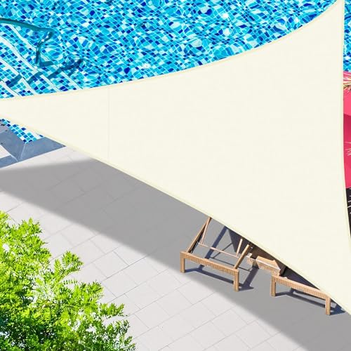 LATRAT Sonnensegel, wasserdicht, atmungsaktiv, 95 % UV-Schutz, für Garten, Terrasse, Außenbereich (Beige, dreieckig) von LATRAT