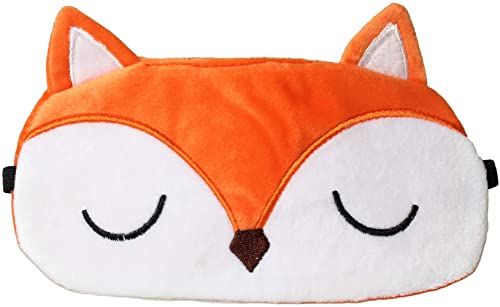LATRAT Tier-Schlafmaske, 3D weich, flauschig, Cartoon-Augenmaske für Kinder, Männer, Frauen, Reisen, Nickerchen (Einhorn) (Fuchs) von LATRAT