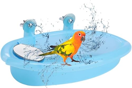 LATRAT Vogel Badewanne mit Spiegel Papagei Badewanne Badehaus Vogelkäfig Zubehör für Papagei Sittich Nymphensittich Kanarien Wellensittich von LATRAT
