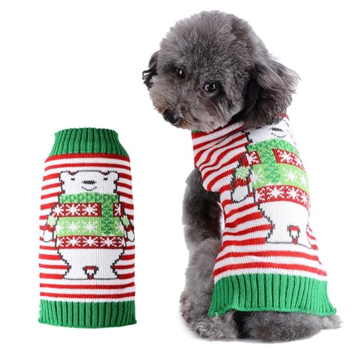 LATRAT Weihnachten Hundepullover,Hundepullover,Weihnachts-Elch-Kleidung, Weihnachts-Kostüm, Warm Welpe Klein Mittel Hunde (L, Grün-Eisbär) von LATRAT