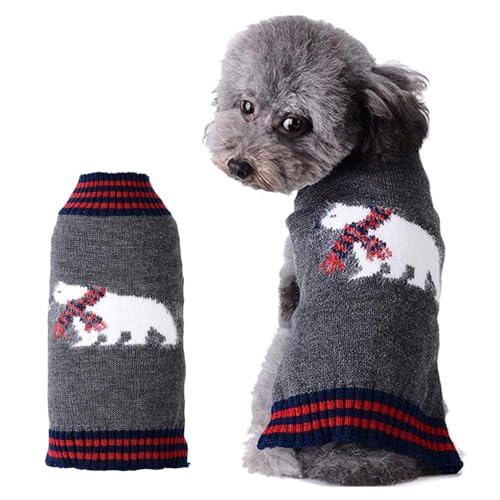 LATRAT Weihnachten Hundepullover,Hundepullover,Weihnachts-Elch-Kleidung, Weihnachts-Kostüm, Warm Welpe Klein Mittel Hunde (XL, Grau-Eisbär) von LATRAT